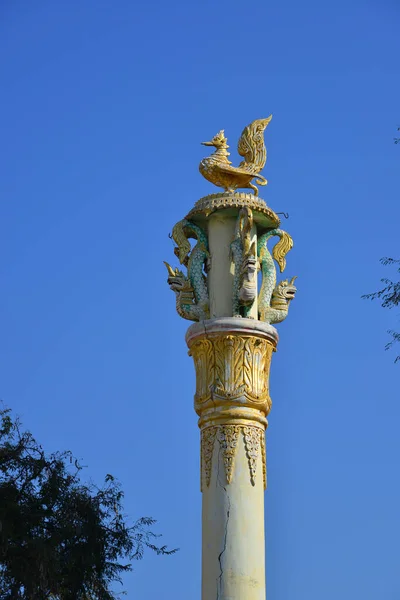 Statue Bird God Column Ancient Buddhist Temple Mandalay Myanmar — Stock Photo, Image