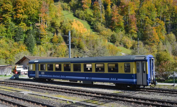 Brienz Ελβετία Οκτώβριος 2018 Ελβετικό Τρένο Στο Brienz Town Ελβετία — Φωτογραφία Αρχείου
