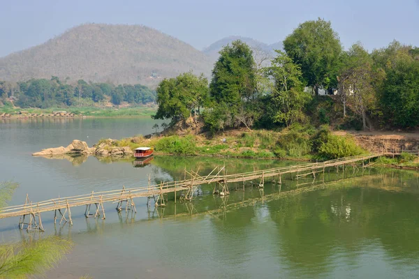 Spokojne Krajobrazy Rzeki Mekong Luang Phrabang Laos — Zdjęcie stockowe