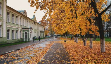 Suzdal, Rusya - 3 Ekim 2016. Rusya, Suzdal Town 'da sonbahar manzarası. Suzdal, 12. yüzyılda eski Rus prensliğinin ana kasabasıdır..