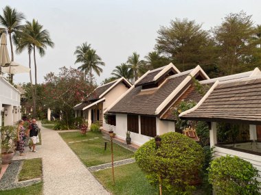 Luang İfadesi, Laos - 3 Şubat 2020. Laos, Luang Phrabang 'daki antik kasabanın mimarisi. Şehir, 1975 yılına kadar binlerce yıl Laos krallığının başkentiydi..