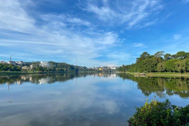 View of Xuan Huong Lake at sunny day in Dalat, Vietnam.