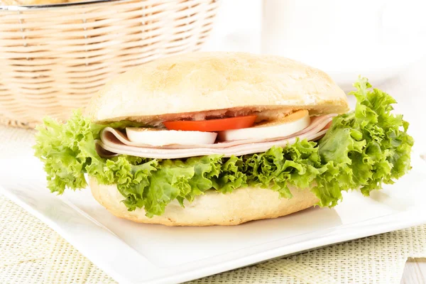 Jambonlu lezzetli sandviç. — Stok fotoğraf