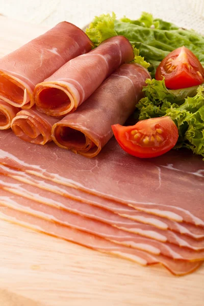 Rolls with smoked ham — Stock Photo, Image