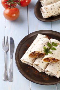 sebze ve et fasulye burritos sarar