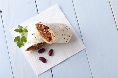 sebze ve et fasulye burritos sarar