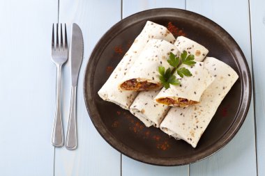 sebze ve et fasulye burritos sarar