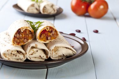 sebze ve et fasulye burritos sarar
