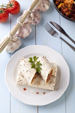 sebze ve et fasulye burritos sarar