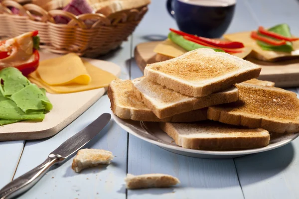 Breakfast with a toasted bread — Stock Photo, Image