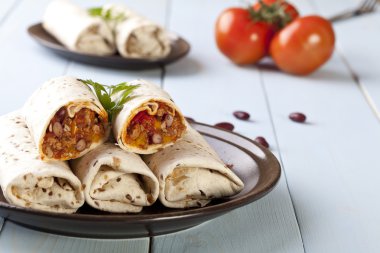 sebze ve et fasulye burritos sarar 