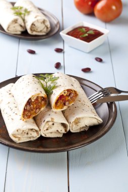 sebze ve et fasulye burritos sarar 