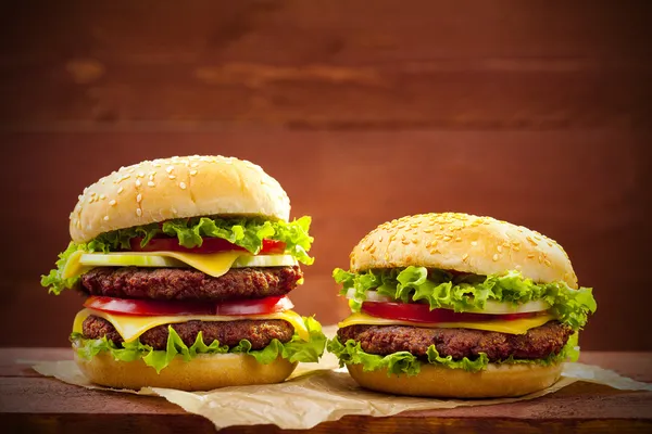 Два гамбургера на дереве Лицензионные Стоковые Изображения