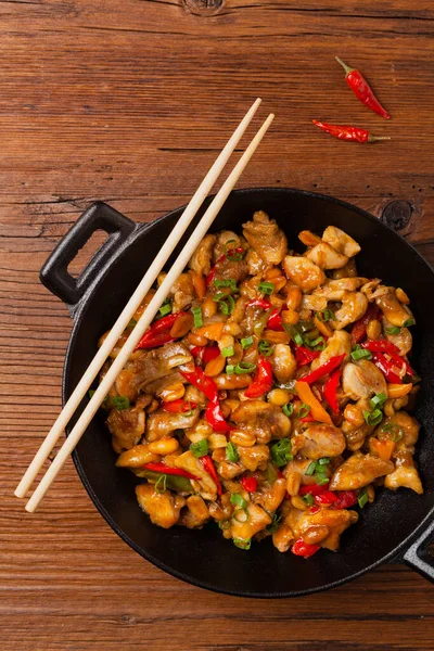 Poulet Kung Pao Morceaux Poulet Frit Avec Des Arachides Des — Photo