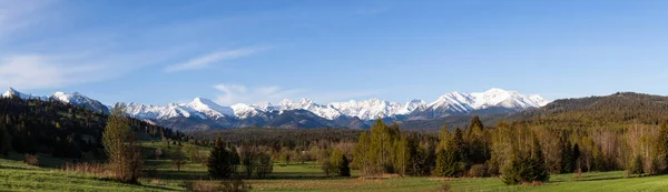 Ein Wunderschönes Panorama Der Gesamten Tatra Gebirgskette Blick Den Morgen — Stockfoto