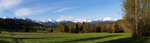 Ein Wunderschönes Panorama Der Gesamten Tatra Gebirgskette Blick Den Morgen — Stockfoto