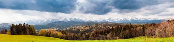 Piękna Panorama Całego Pasma Tatr Polska — Zdjęcie stockowe