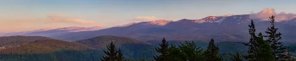 Panorama Giant Mountains Karkonosze Poland Sunset — Stockfoto