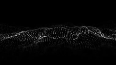 Parçacık dalgası. Dinamik dalgalı soyut bir arkaplan. 3d oluşturma.