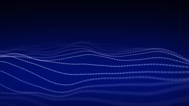 Parçacık dalgası. Dinamik dalgalı soyut bir arkaplan. 3d oluşturma.