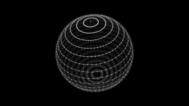 Noktaları birleştiren soyut küre. Kablo çerçeve teknoloji küresi. Büyük veri görselleştirmesi. 3d oluşturma.