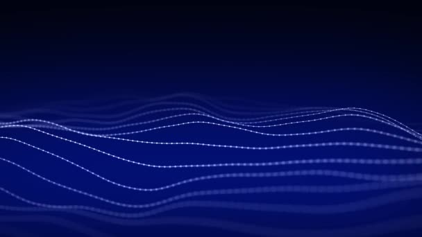 Welle Von Teilchen Abstrakter Hintergrund Mit Dynamischer Welle Darstellung — Stockvideo