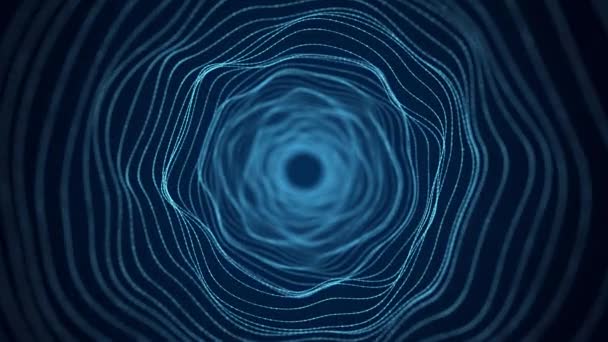 抽象3Dポータル トンネルやワームホール 接続された黒い点を持つデジタル背景 3Dレンダリング — ストック動画