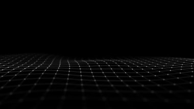 Bağlantı noktaları ve çizgileri olan teknolojik siyah dalga. Büyük veri görselleştirmesi. Analitik temsil. Dijital arka plan. 3d oluşturma.