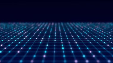 Perspektif ızgara arka planı. Ağ bağlantısı yapısı. Soyut kablo çerçevesi. Soyut ağ arkaplanı. 3d oluşturma.