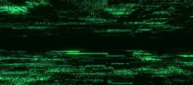 Matrix ile soyut dijital arkaplan. Birçok parçacığın bilim arkaplanı. Büyük veri görselleştirmesi. 3d oluşturma.