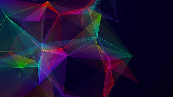 Colored network connection structure. Science background. Abstract digital background. Big data visualization. 3d rendering.