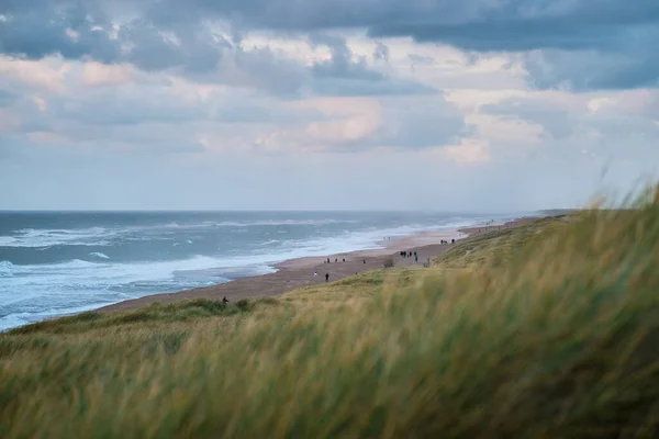 Stor strand vid Vejlby Klit i norra Danmark en kväll på hösten — Stockfoto