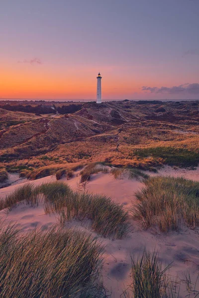 Sunrise over the danish dunes at lyngvig fyr — Zdjęcie stockowe