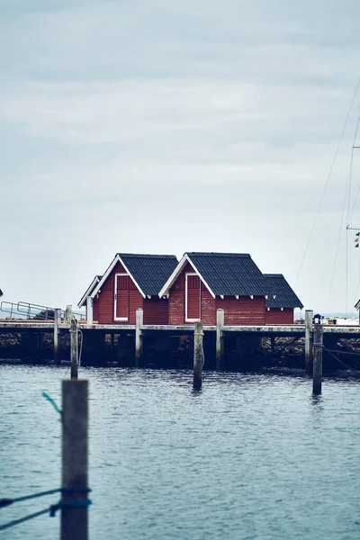 Danimarka Struer Limanı Ndaki Küçük Kırmızı Evler — Stok fotoğraf