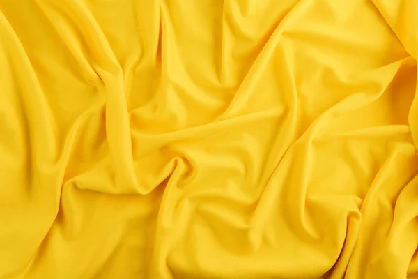 Κομψό Φόντο Κίτρινο Μετάξι Υφή Ρυτίδες Αφηρημένη Ιστοσελίδες Ταπετσαρία Προϊόν — Φωτογραφία Αρχείου