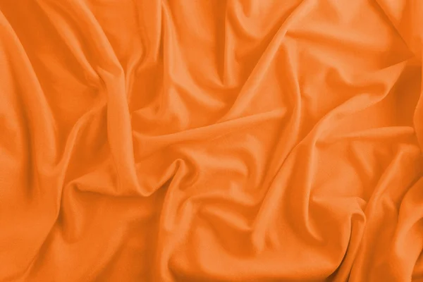 Помаранчевий Текстильний Фон Зморшками Хвилями — стокове фото
