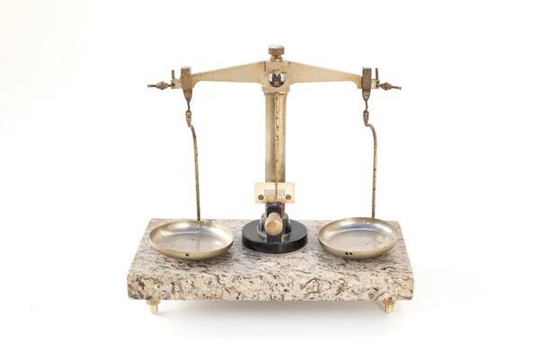 Old Vintage Balance Weight Scale isolated on white background — Stock Photo, Image