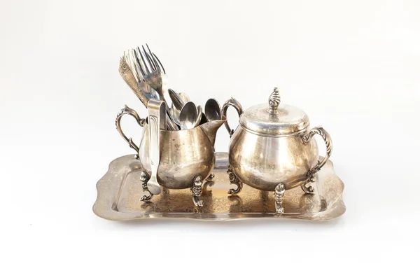 Old bronze tea holder isolated on white background — Stock Photo, Image