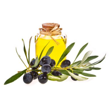 küçük cam şişe zeytinyağı ile