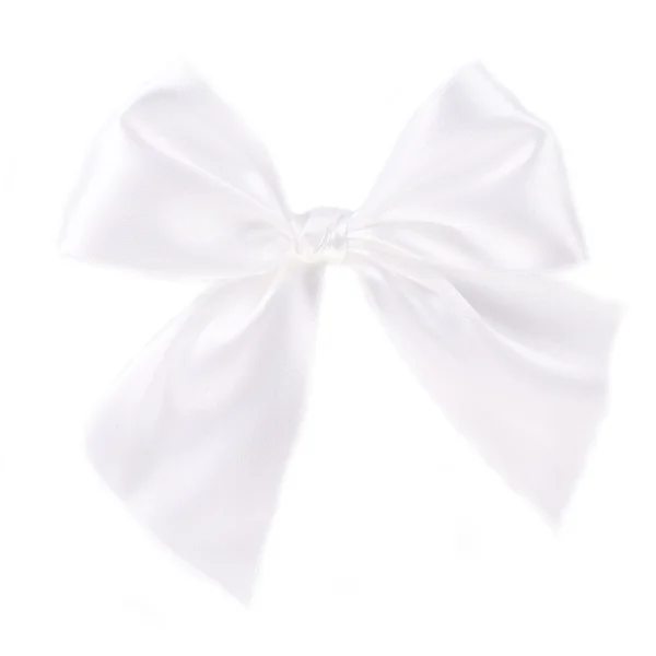 Large white satin ribbon bow on a white background — Stock Photo, Image