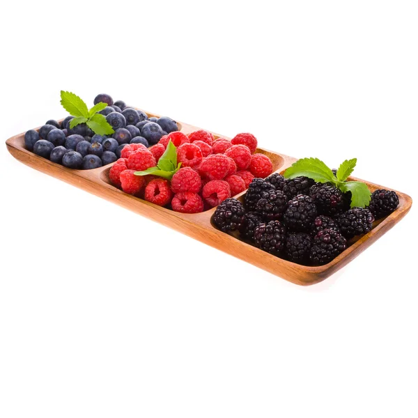 Blueberries, raspberries and blackberries — Stock Photo, Image