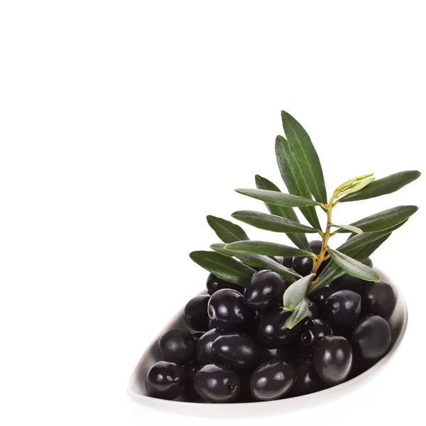 Olive nere sottaceto in una ciotola — Foto Stock