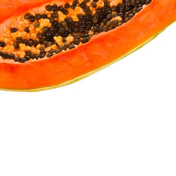 Cut papaya fruit close up isolated on white background — Stock Photo, Image