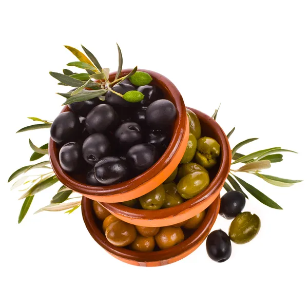 Verschiedene Sorten von Oliven mariniert lizenzfreie Stockbilder