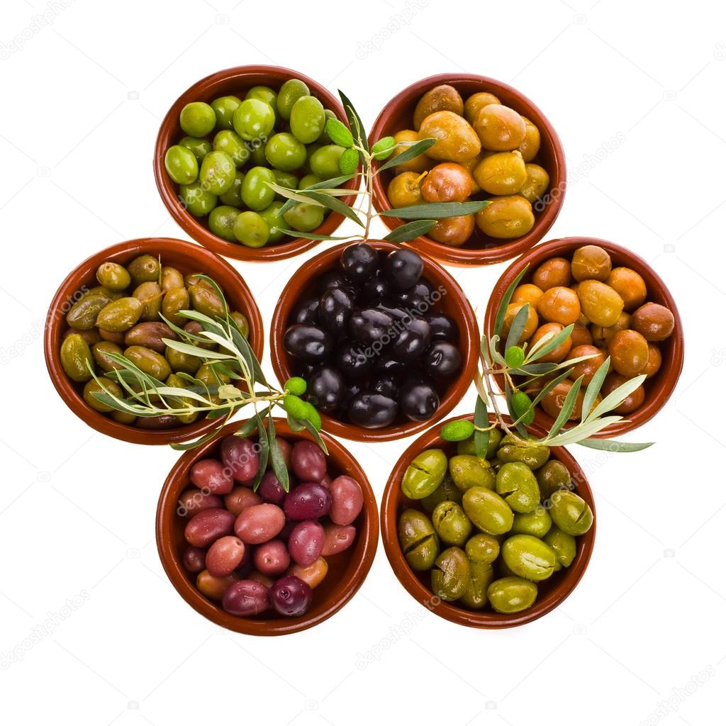 Different varieties of olives