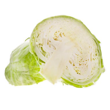 Beyaz arka plan üzerinde izole sulu taze lahana