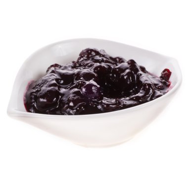 tatlı kırmızı sos uzuvlar izole beyaz arka plan üzerinde beyaz bir kapta yaptı