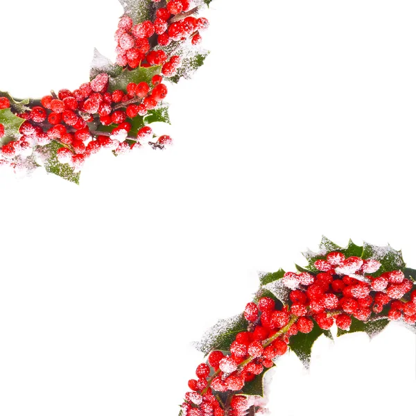 Dwie części Boże Narodzenie wieniec natura liście i jagody — Zdjęcie stockowe