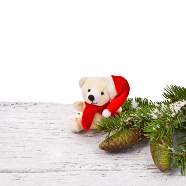 Tema yeni yıl tatili ve yılbaşı yeşil dallar koniler ile çam fidanı