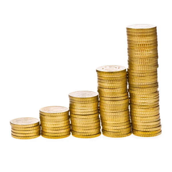 Columns of golden coins — Stock Photo, Image
